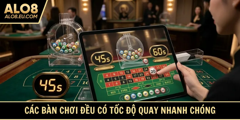 Các bàn chơi đều có tốc độ quay nhanh chóng