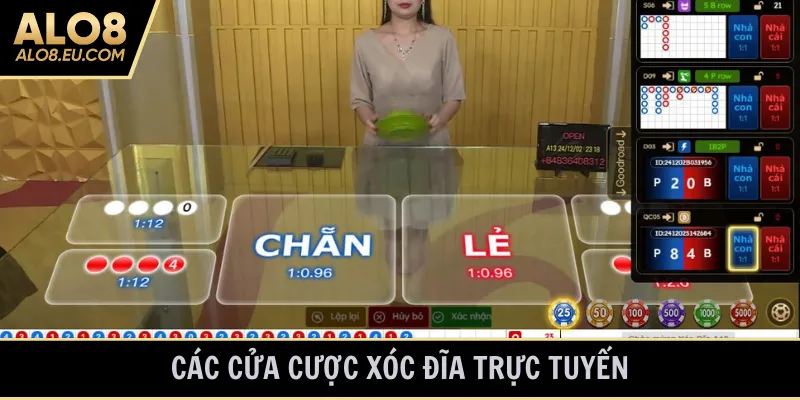 Các cửa cược xóc đĩa trực tuyến và mức thưởng tương ứng